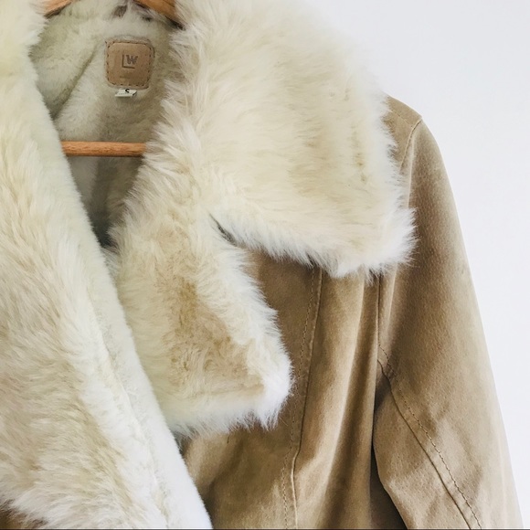 Women’s Wilson Tan Leather Fur Lined Jacket Size Small - Picture 5 of 8